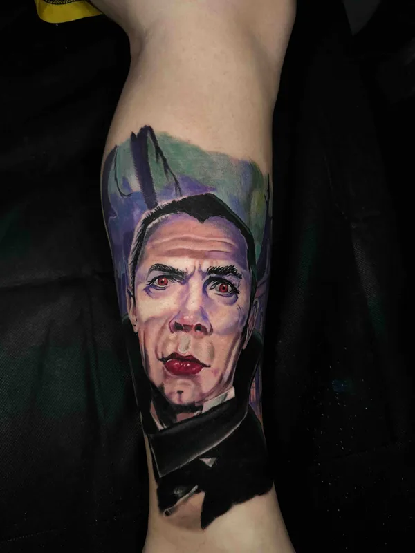 male color horror Tatuagem em calf #88614 | Tatuador Sean McCready