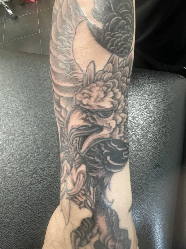 freehand tattoo by Terry Brown in London
