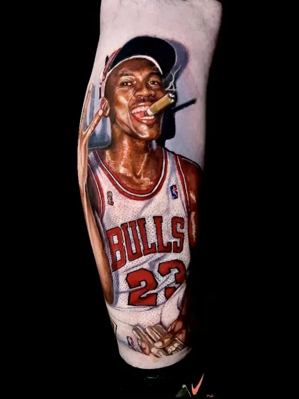 male color portrait tatuaje en leg #87208 | Tatuador Tolga Cemal Sumer