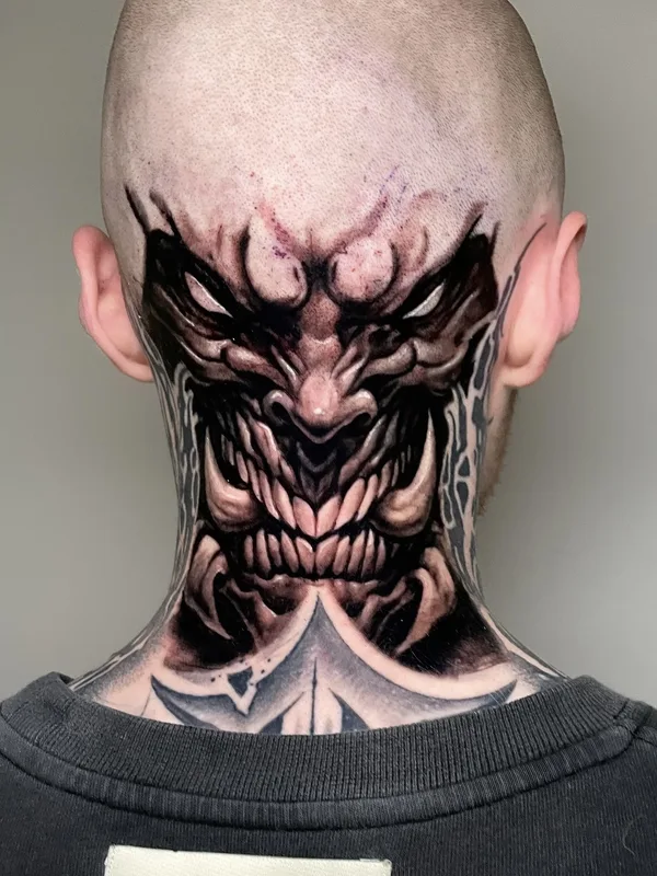 male blackandgrey realism татуировка на neck #86265 | Тату мастер Tomek Glinski