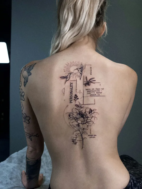 female black graphic tatuaje en back #85793 | Tatuador Vitalina Bender