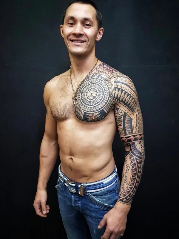 male black ornamental tattoo on sleeve #84108 | Tattoo Artist Александр Дворянов