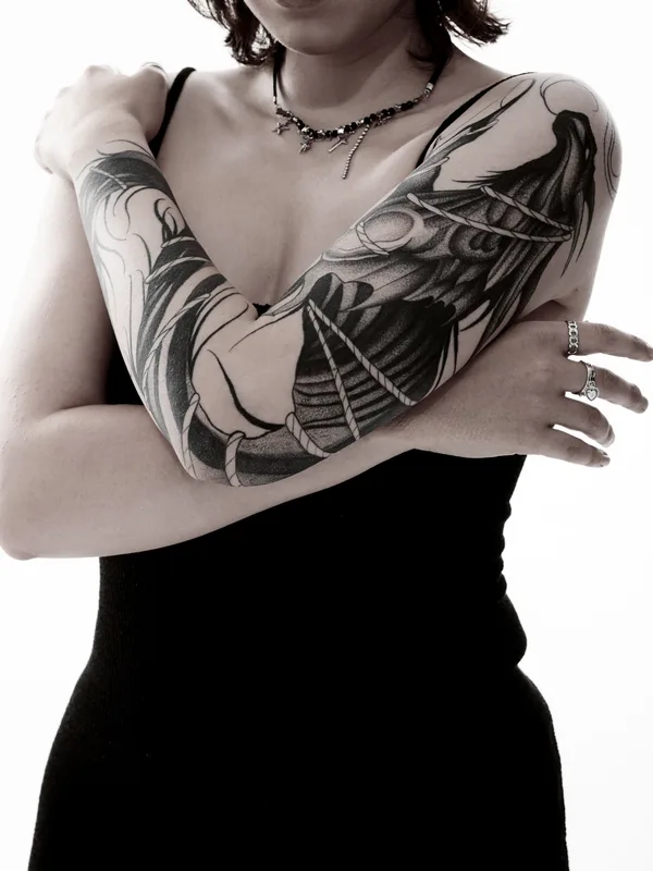 female black graphic tattoo on sleeve #85163 | Tattoo Artist Александр Хрыков 