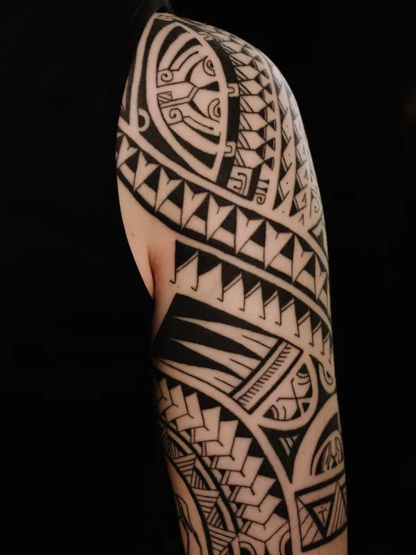black tribal Tatuagem em full sleeve #84551 | Tatuador Анастасия Барченко