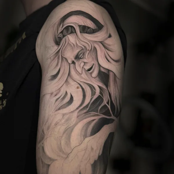 Graphic tattoo by Анастасия Шарм in Moscow