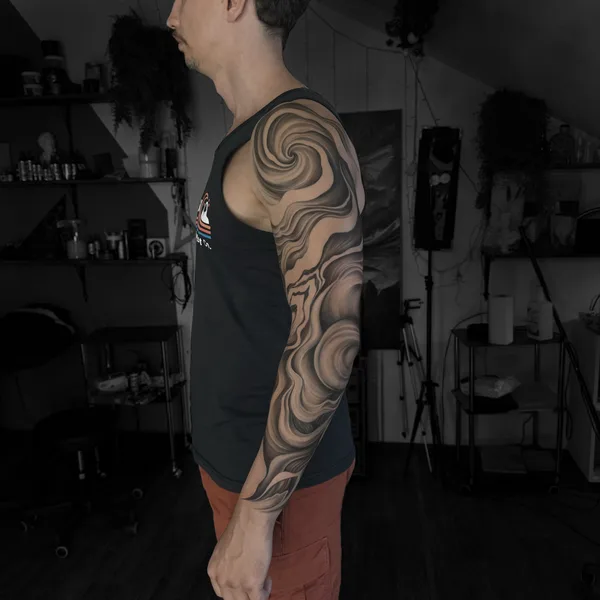 Graphic tattoo by Анастасия Шарм in Moscow