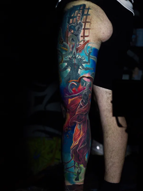 male color realism татуировка на leg #84276 | Тату мастер Андрей Indigo