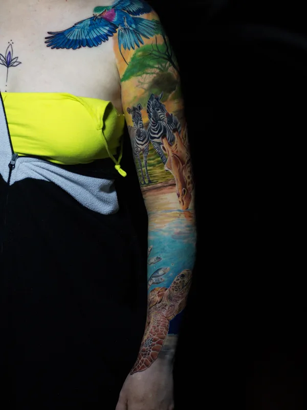 female color realism татуировка на sleeve #84280 | Тату мастер Андрей Indigo