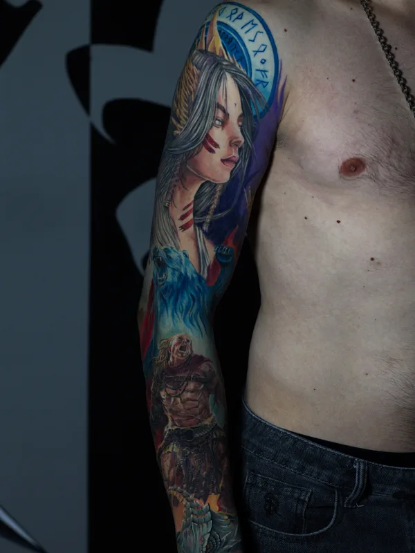 male color realism татуировка на sleeve #84281 | Тату мастер Андрей Indigo