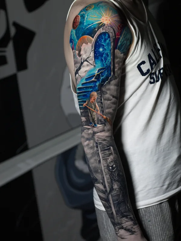 male color realism татуировка на sleeve #84282 | Тату мастер Андрей Indigo