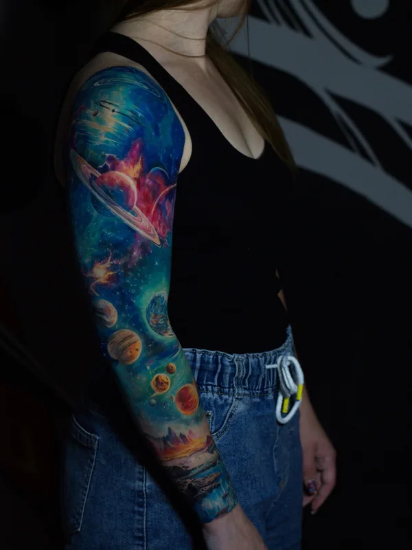 female color realism татуировка на sleeve #84285 | Тату мастер Андрей Indigo
