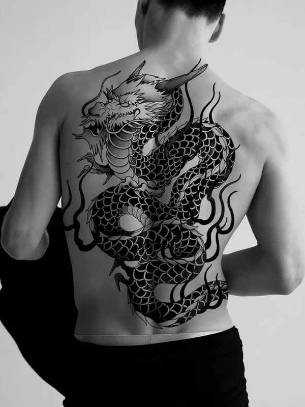 male blackandgrey japanese Tatuagem em back #85376 | Tatuador Дмитрий Попов 