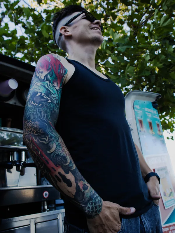 male color japanese Tatuagem em sleeve #85381 | Tatuador Дмитрий Попов 