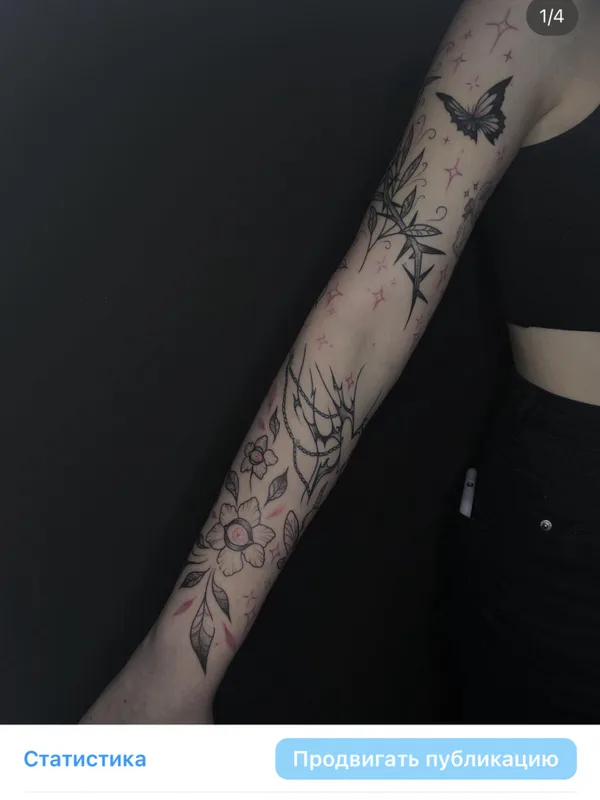 female black graphic tattoo auf forearm #85297 | Tätowierer Джемма Тевадоросян