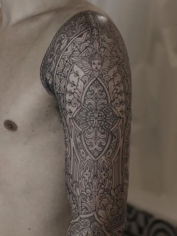 male black ornamental Tatuaggio su sleeve #88791 | Tatuatore kirk nilsen