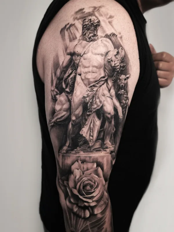 black and grey realism tatuaje en full sleeve #84954 | Tatuador Ксения Eve
