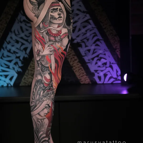 Graphic tattoo by Маруся in Saint Petersburg