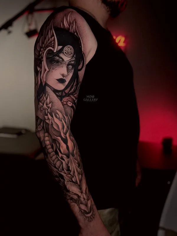 male black blackwork 타투 부위 sleeve #86270 | 타투이스트 Настя Алистратова