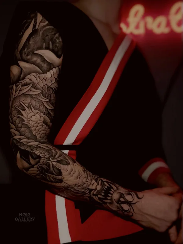 male black blackwork 타투 부위 sleeve #86276 | 타투이스트 Настя Алистратова