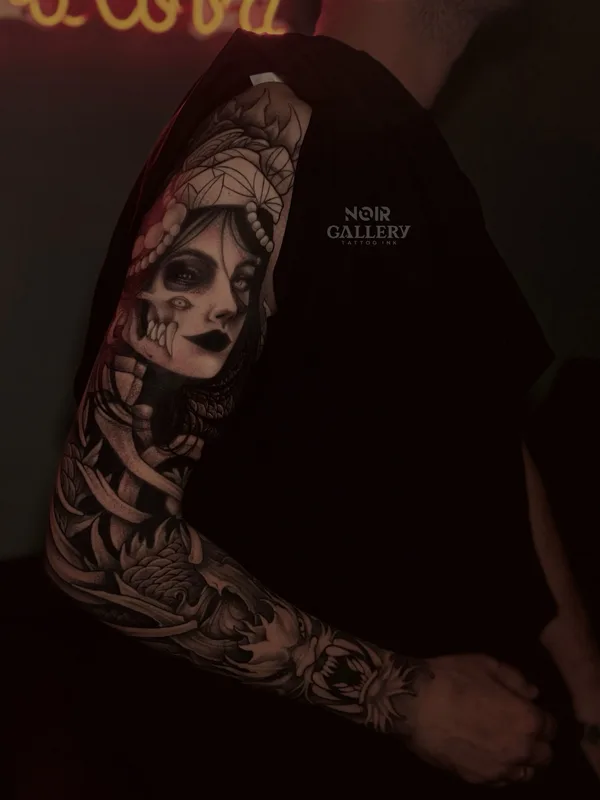 male black blackwork 타투 부위 sleeve #86275 | 타투이스트 Настя Алистратова