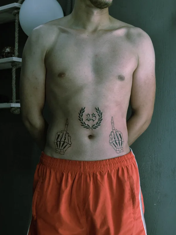 male black blackwork tattoo on stomach #84837 | Tattoo Artist Павел Ященко