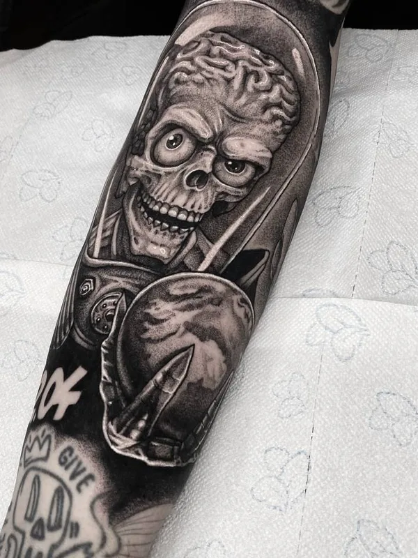 black and grey black and grey Tatuagem em full sleeve #90086 | Tatuador Савелий Курганов