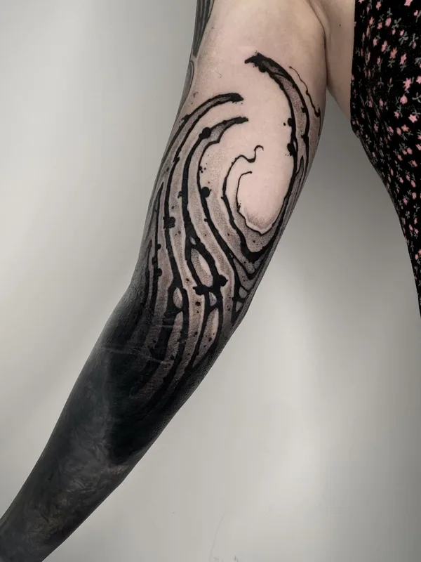 black blackwork Tatuagem em full sleeve #90090 | Tatuador Савелий Курганов