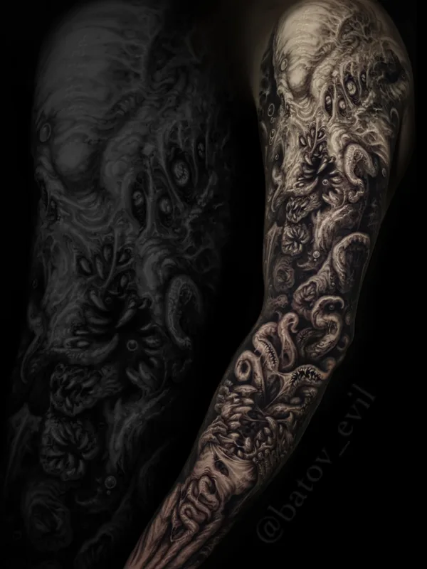 male blackandgrey horror 타투 부위 sleeve #90940 | 타투이스트 Сергей Батов