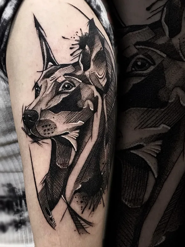 female blackandgrey graphic tattoo on shoulder #87888 | Tattoo Artist Сергей Мартынов