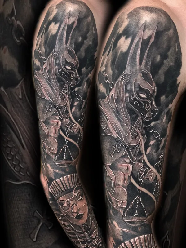 male blackandgrey graphic tattoo on sleeve #87912 | Tattoo Artist Сергей Мартынов