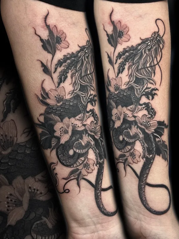 black and grey japanese tattoo on forearm #88490 | Tattoo Artist Сергей Мартынов