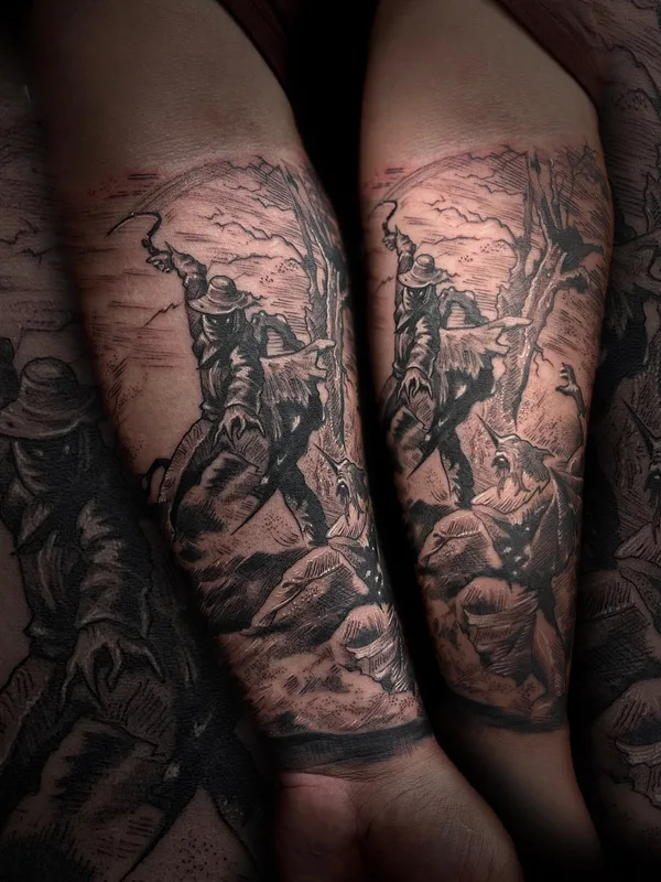 black and grey blackwork tattoo on forearm #88492 | Tattoo Artist Сергей Мартынов