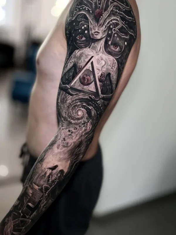 male black surrealism 타투 부위 sleeve #85486 | 타투이스트 Сергей Пахабов