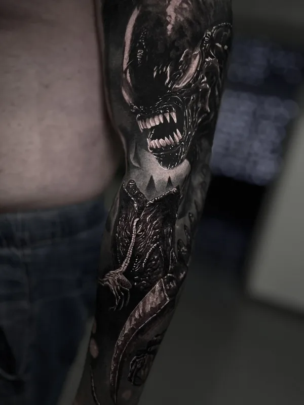 male blackandgrey realism 타투 부위 sleeve #85488 | 타투이스트 Сергей Пахабов