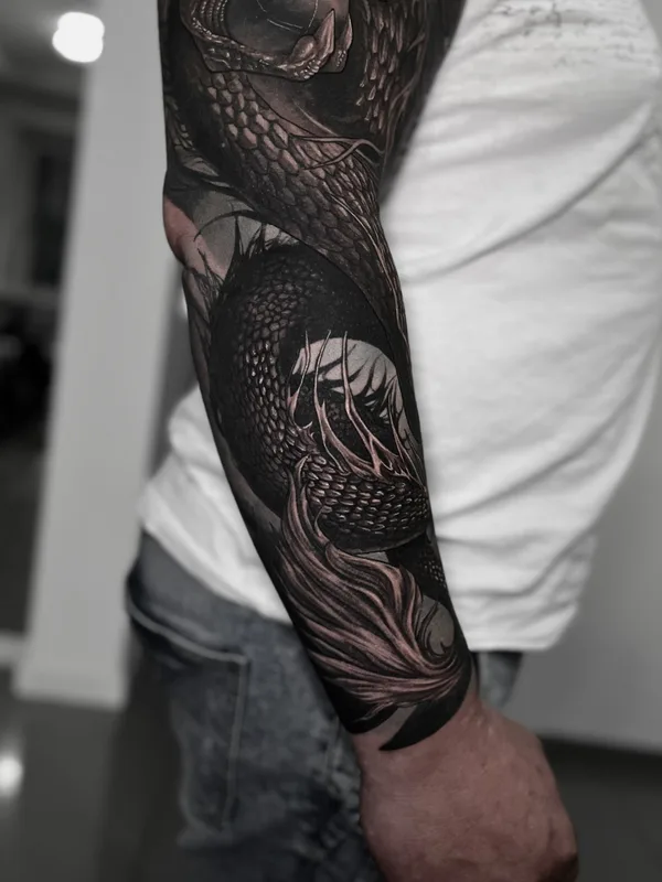 male blackandgrey 타투 부위 sleeve #85489 | 타투이스트 Сергей Пахабов