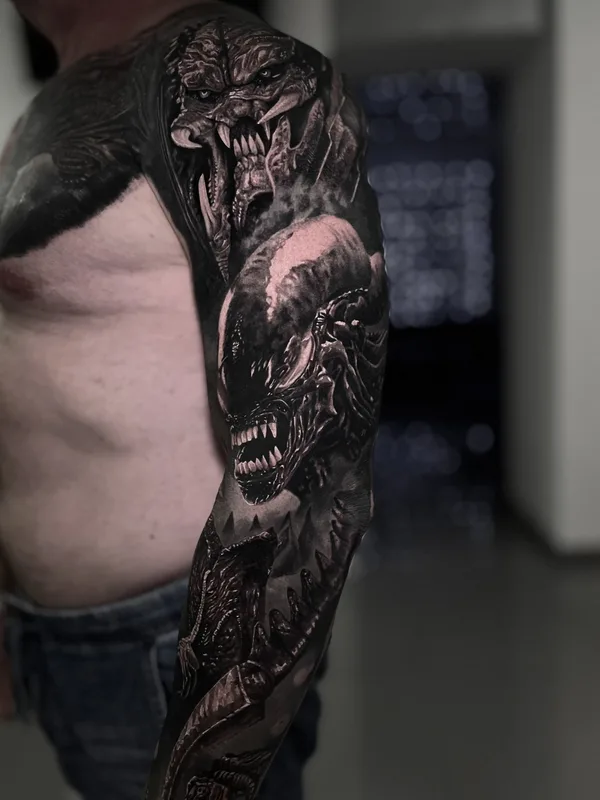 male blackandgrey 타투 부위 sleeve #85492 | 타투이스트 Сергей Пахабов
