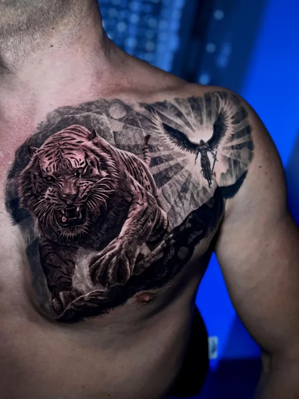 male black realism 타투 부위 breast #85493 | 타투이스트 Сергей Пахабов