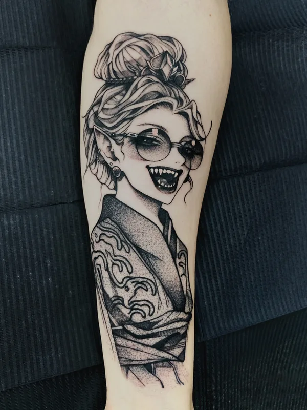 male blackandgrey graphic Tatuaggio su forearm #86307 | Tatuatore Уля Aubhoov