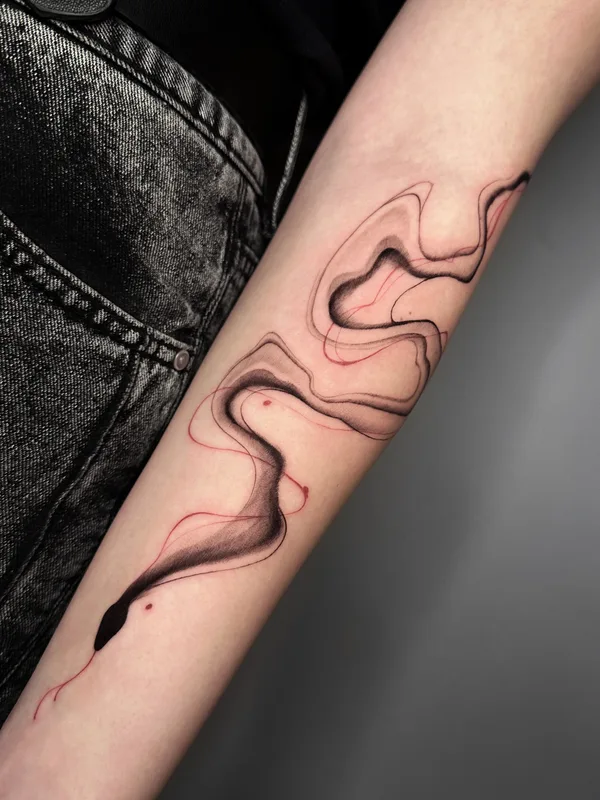 female black abstract tattoo on arm #87635 | Tattoo Artist Виктория Маслова