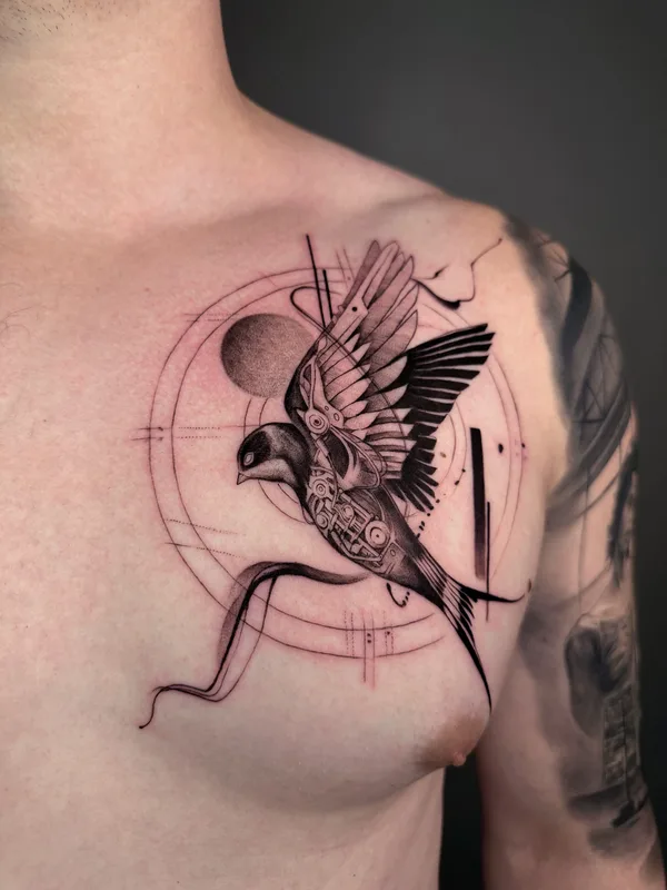 male black graphic tattoo on breast #87689 | Tattoo Artist Виктория Маслова