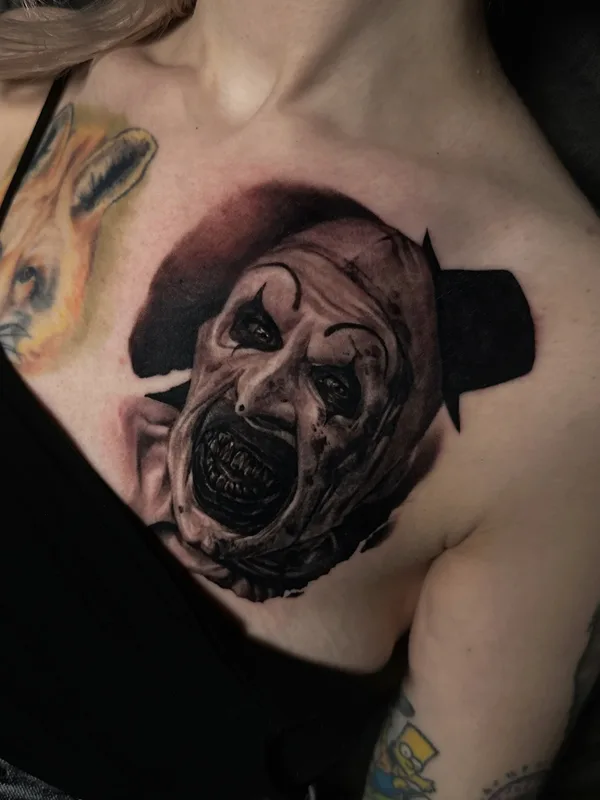 female black and grey realism 타투 부위 chest #89669 | 타투이스트 Виктория Зиман 