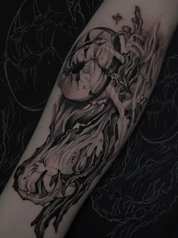 female blackandgrey anime tatouage sur forearm #85786 | Artiste tatoueur Юлий Монро 