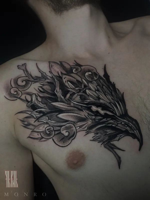 male blackandgrey whipshading tatouage sur breast #85788 | Artiste tatoueur Юлий Монро 