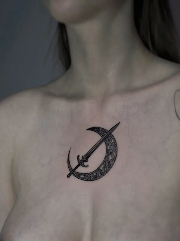 female black graphic tattoo on breast #90117 | Tattoo Artist Женя Зимина