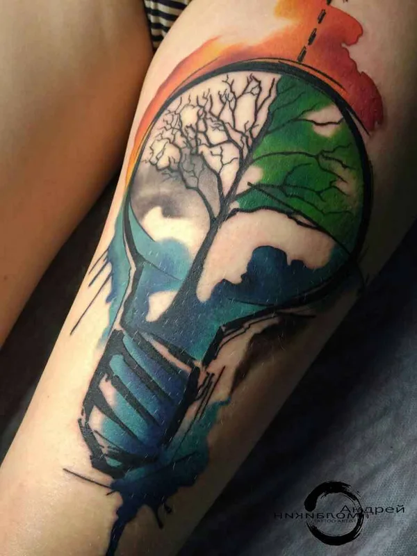 color watercolor татуировка на thigh #18494 | Тату мастер Смолайкин Андрей Александрович