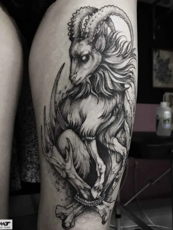 black and grey black and grey tattoo auf thigh #14798 | Tätowierer Саша Катуна