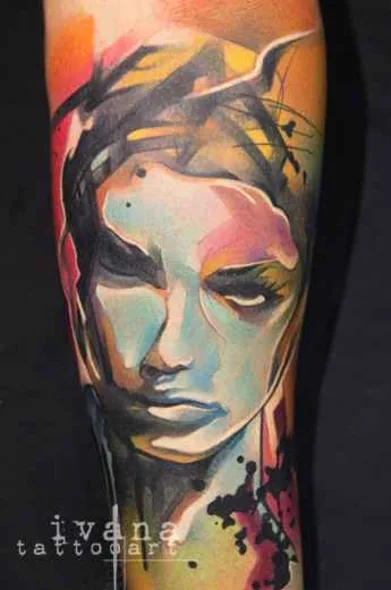 female color abstract 타투 부위 forearm #739 | 타투이스트 Ivana Belakova