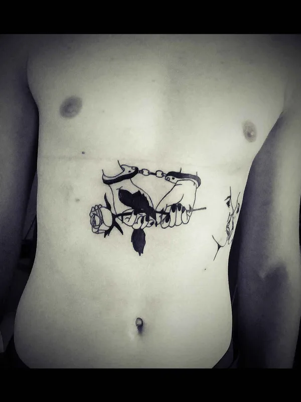 male black blackwork татуировка на stomach #13089 | Тату мастер Dmitriy Baro