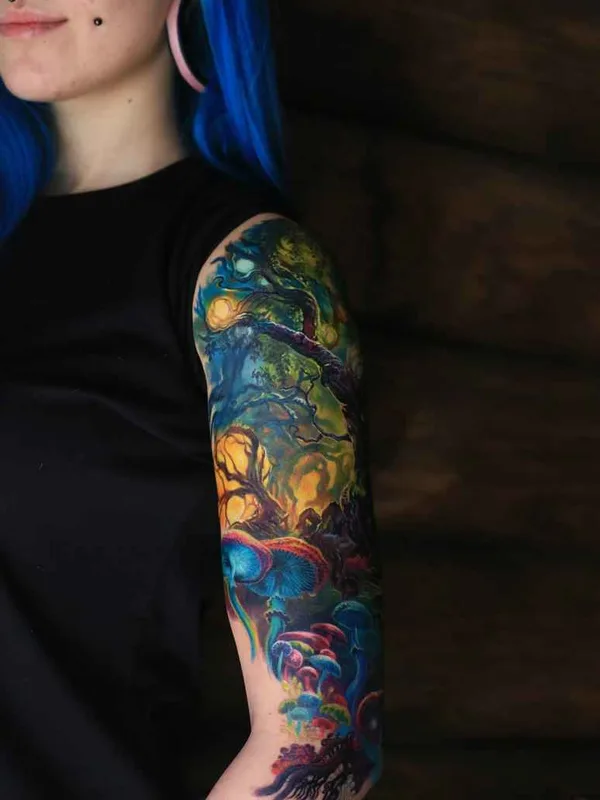 female color illustrative tatuaje en full sleeve #7257 | Tatuador Ника Самарина