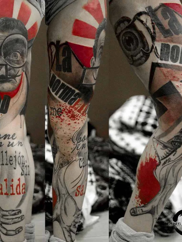 color trash polka татуировка на full sleeve #18495 | Тату мастер Смолайкин Андрей Александрович